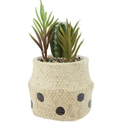 Plante artificielle dans pot en forme de panier en céramique