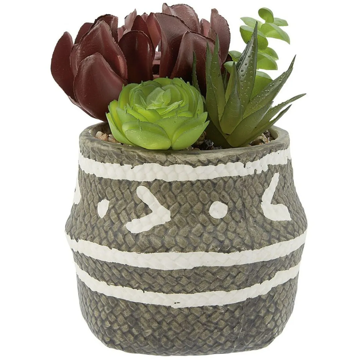 Plante artificielle dans pot en forme de panier en céramique