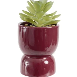 Plante grasse artificielle dans pot argile Ø6,5xH12cm (3 modèles)