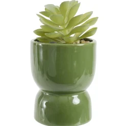 Plante grasse artificielle dans pot argile Ø6,5xH12cm (3 modèles)
