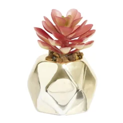 Plante grasse artificielle pot céramique doré Ø7xH9cm (2 modèles) < Gifi Sale