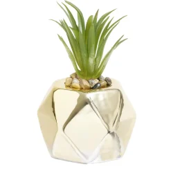 Plante grasse artificielle pot céramique doré Ø7xH9cm (2 modèles) < Gifi Sale