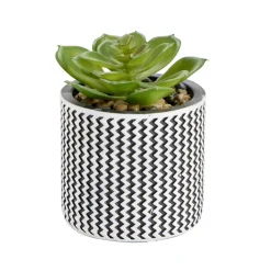 Plante grasse artificielle verte pot céramique Ø7,5xH11,5cm
