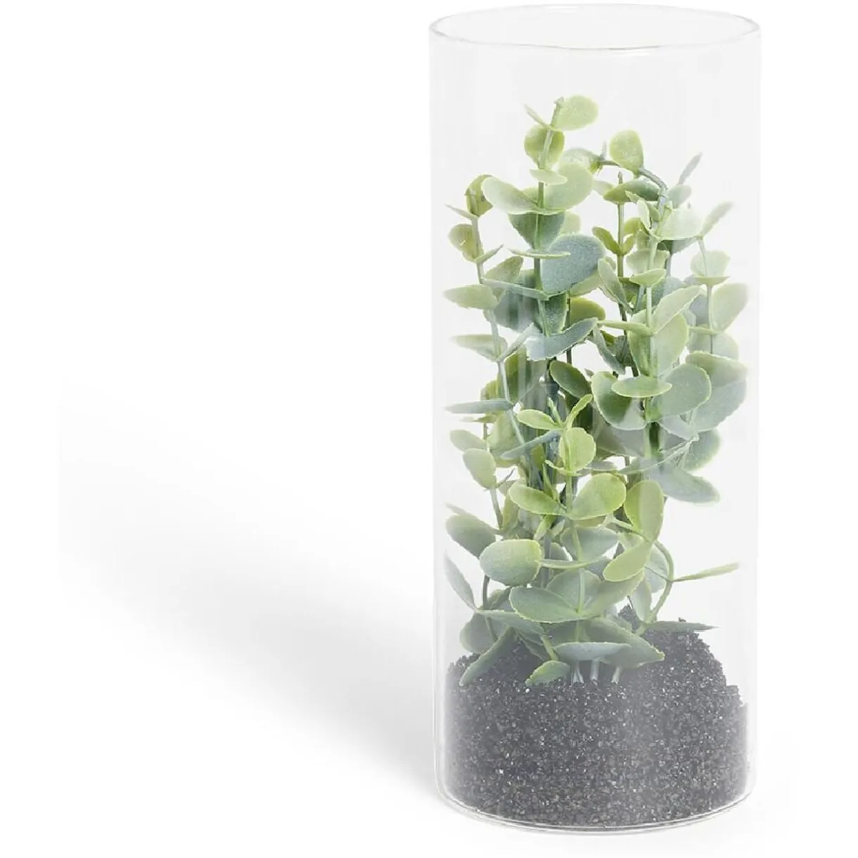 Plante verte artificielle dans tube en verre Ø8xH19cm < Gifi Outlet