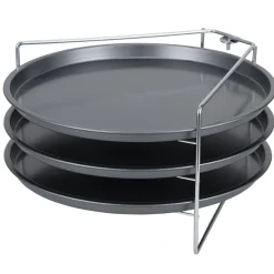 Plaque de cuisson Ø29cm x3 acier noir avec support 16,5x26,5xH5,5cm