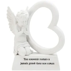 Plaque funéraire Ange+coeur sur socle blanc < Gifi Discount