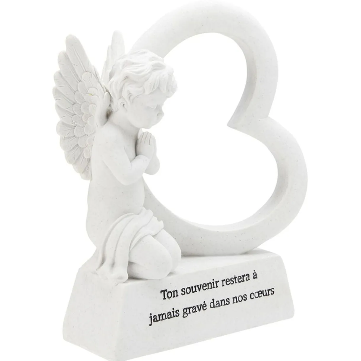 Plaque funéraire Ange+coeur sur socle blanc < Gifi Discount