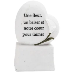 Plaque funéraire forme coeur résine blanc < Gifi