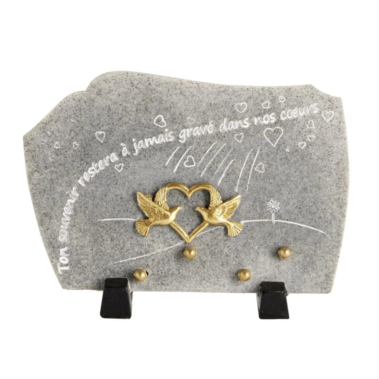 Plaque funéraire polyrésine avec message et colombes H13,2cm < Gifi Online