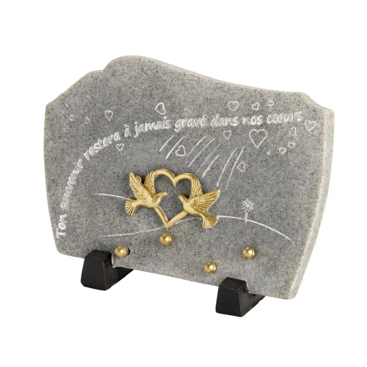 Plaque funéraire polyrésine avec message et colombes H13,2cm < Gifi Online