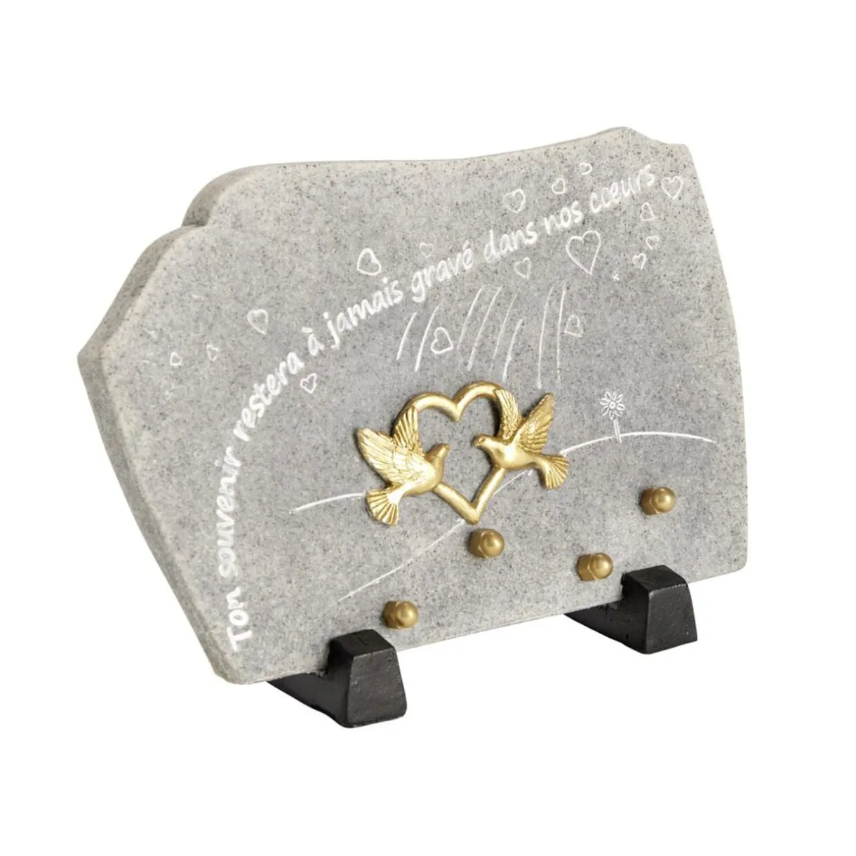 Plaque funéraire polyrésine avec message et colombes H13,2cm < Gifi Online
