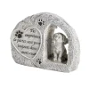 Plaque funéraire solaire LED avec chien polyrésine gris 15x5xH11,5cm