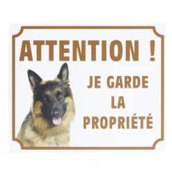 Plaque signalétique "Attention chien, je garde la propriété" - 24x20cm < Gifi Outlet