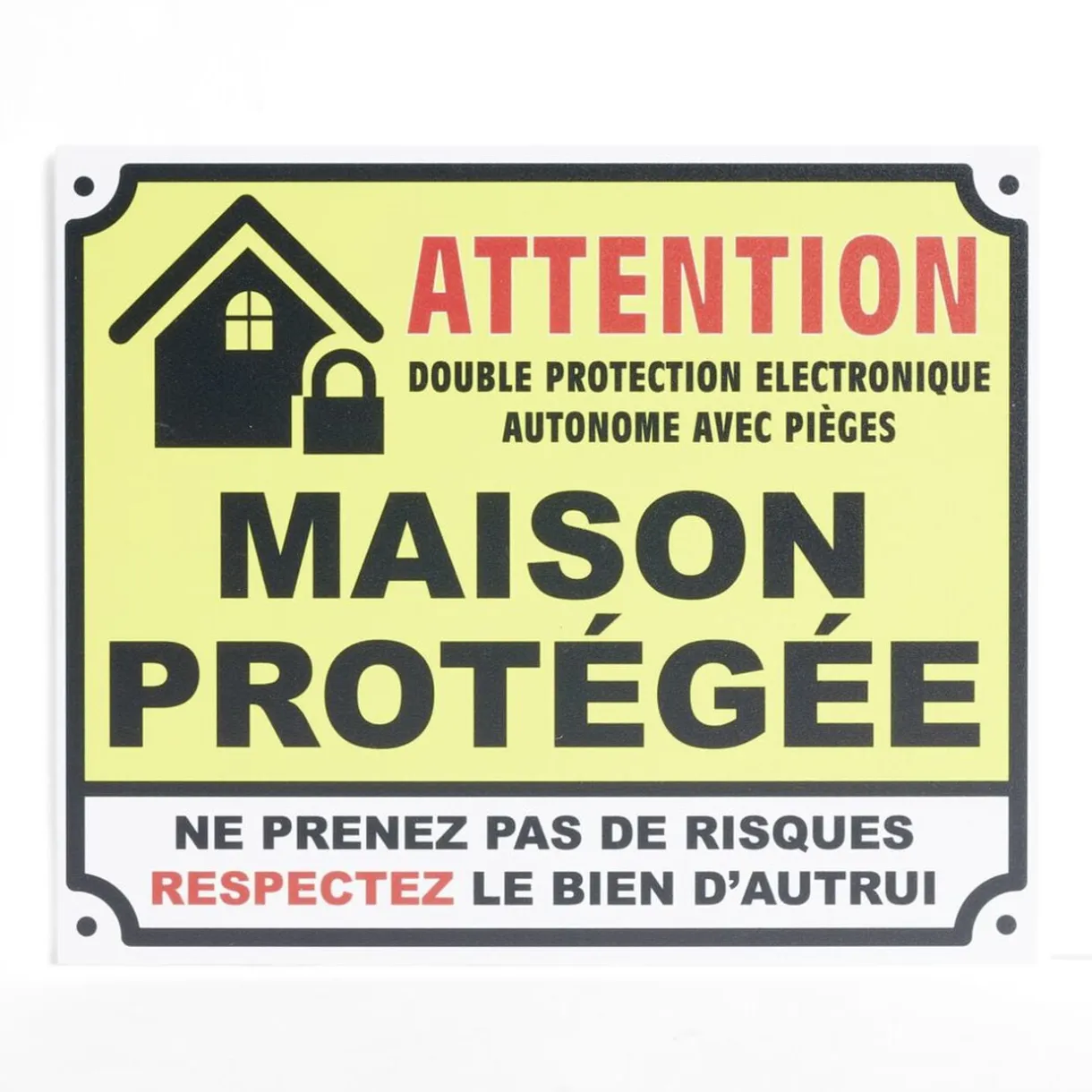 Plaque signalétique "Attention, maison protégée" - 24x20 cm < Gifi Sale
