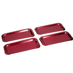 Plat à cake x4 en carton rouge 15,5x34cm