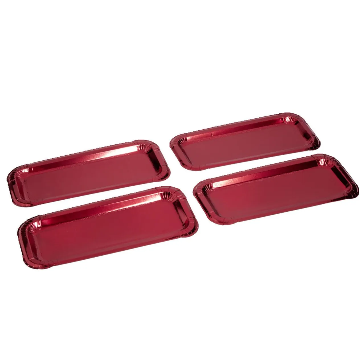 Plat à cake x4 en carton rouge 15,5x34cm