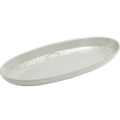 Plat de service ovale faïence blanc avec motif en relief 19x41cm < Gifi Outlet