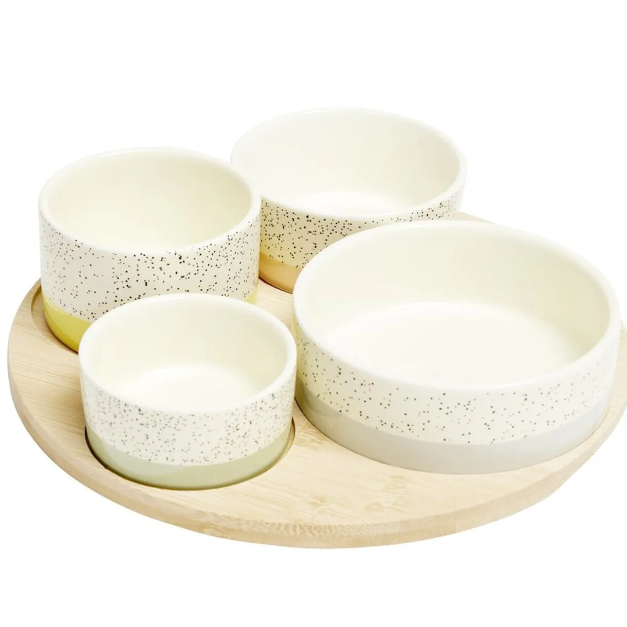 Plateau apéritif rond en bambou Ø22xH5,6cm avec 4 coupelles < Gifi Hot