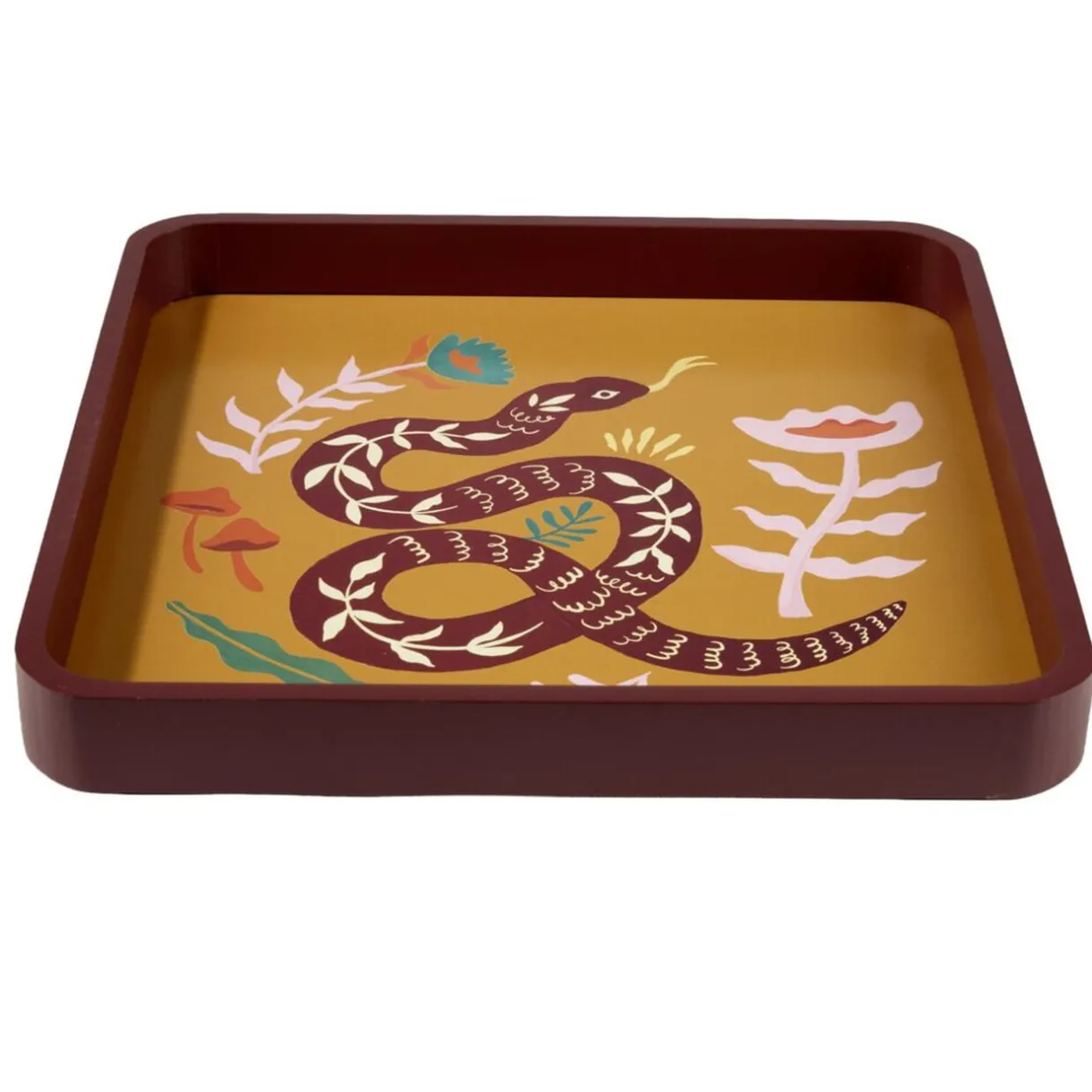 Plateau carré bois motif animaux 28x28cm (2 modèles tigre ou serpent) < Gifi Hot