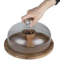 Plateau de présentation bois avec cloche en verre réversible Ø30cm < Gifi Online