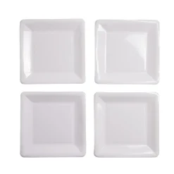 Plateau de présentation carré x4 en carton métallisé blanc 23x23cm