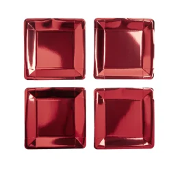 Plateau de présentation carré x4 en carton métallisé rouge 23x23cm < Gifi Hot