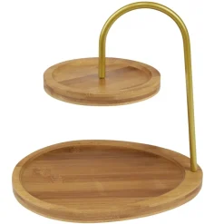 Plateau de présentation 2 niveaux métal et bambou Ø20cm et 18x24cm < Gifi Sale