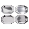 Plateau de présentation ovale x4 en carton gris argenté 25x34cm