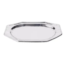 Plateau de présentation ovale x4 en carton gris argenté 25x34cm