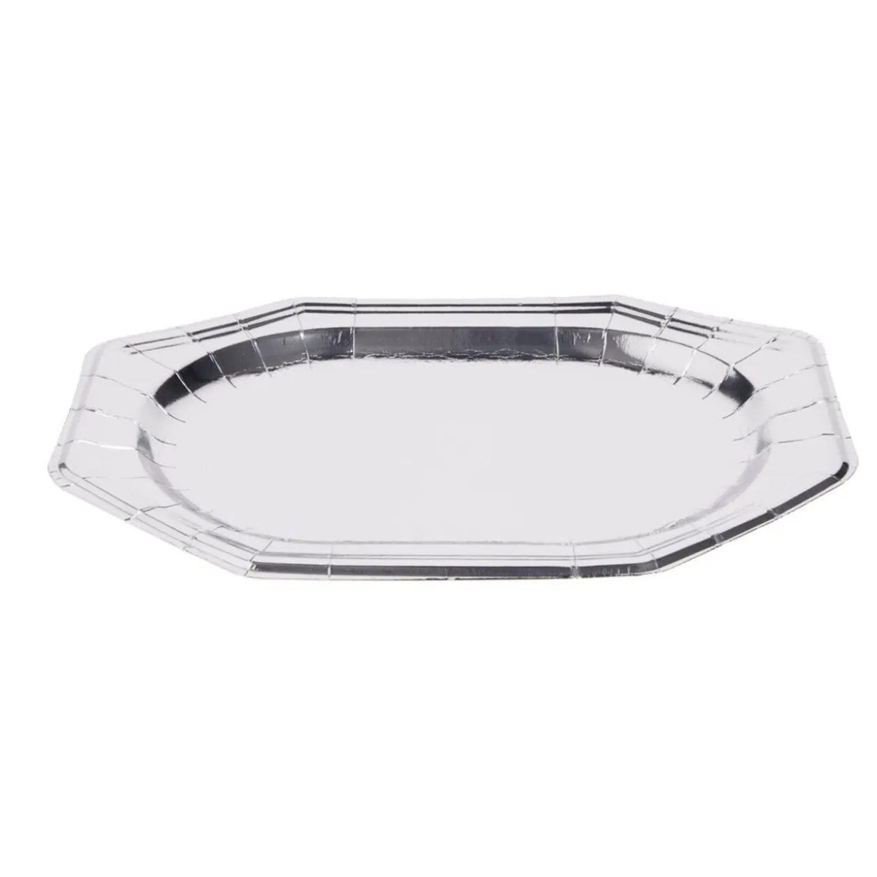 Plateau de présentation ovale x4 en carton gris argenté 25x34cm