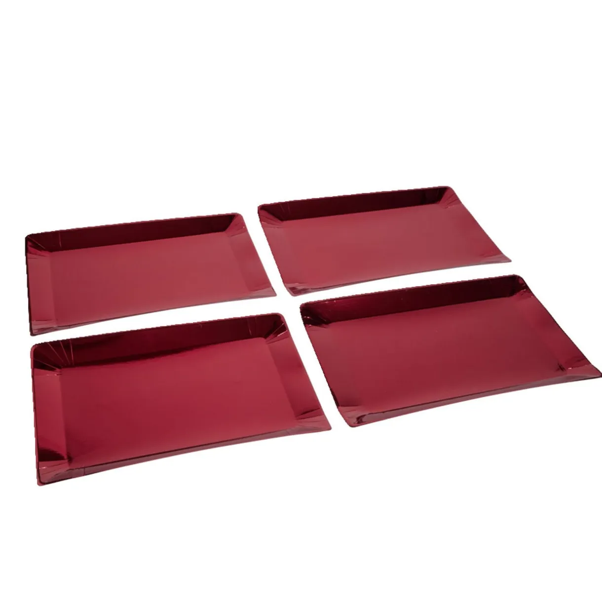Plateau de présentation rectangulaire x4 carton métallisé rouge 28x38cm < Gifi Online