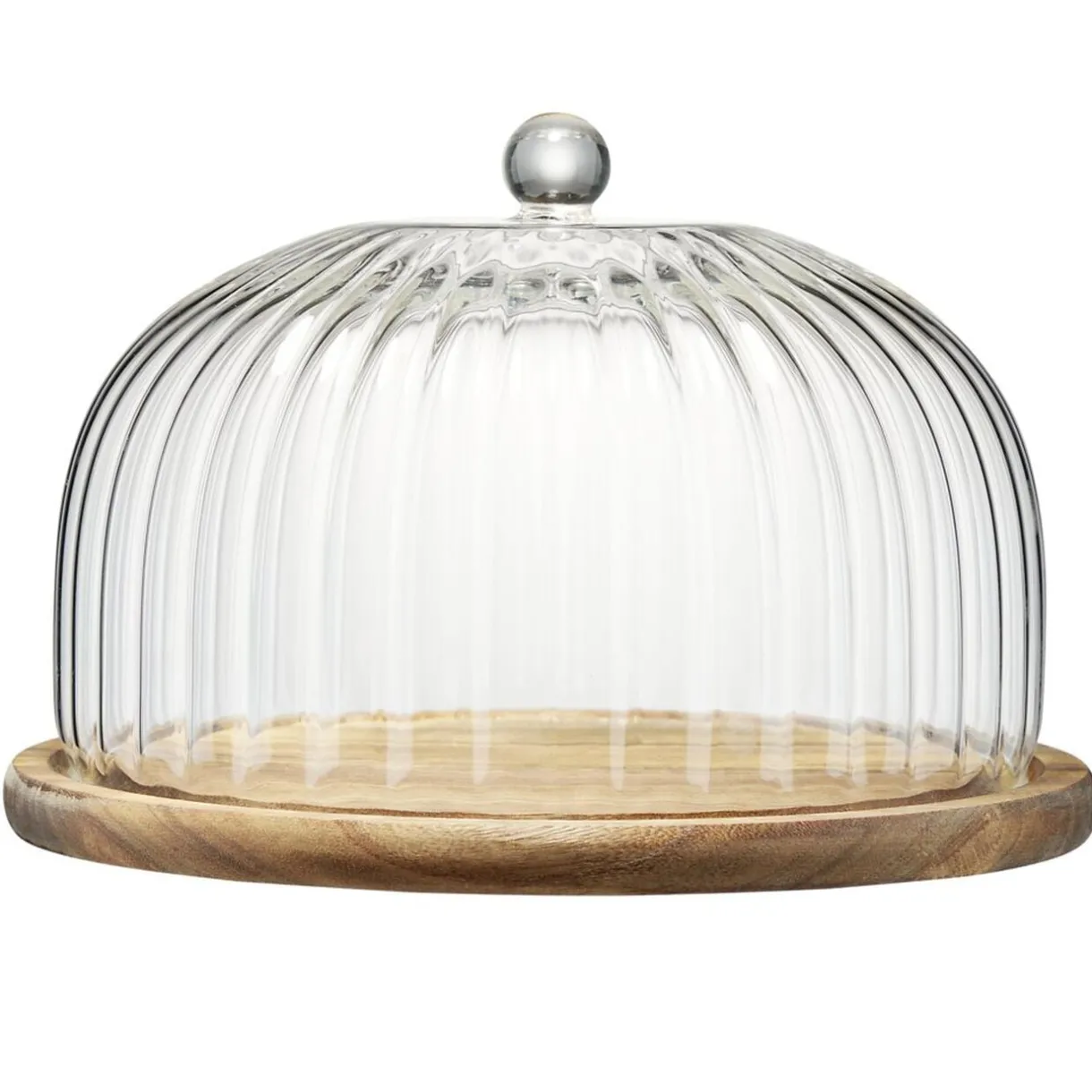 Plateau de présentation rond en bois sous cloche en verre Ø25xH15cm < Gifi Best