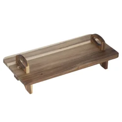 Plateau de présentation sur pied en bois avec poignées 55xH16x27cm