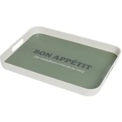 Plateau de service Bon appétit en mélaminé vert 29x39cm < Gifi Clearance