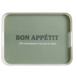 Plateau de service Bon appétit en mélaminé vert 29x39cm < Gifi Clearance