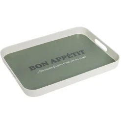 Plateau de service Bon appétit en mélaminé vert 29x39cm < Gifi Clearance