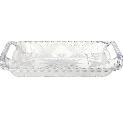 Plateau de service plastique transparent motif floral 19x29cm