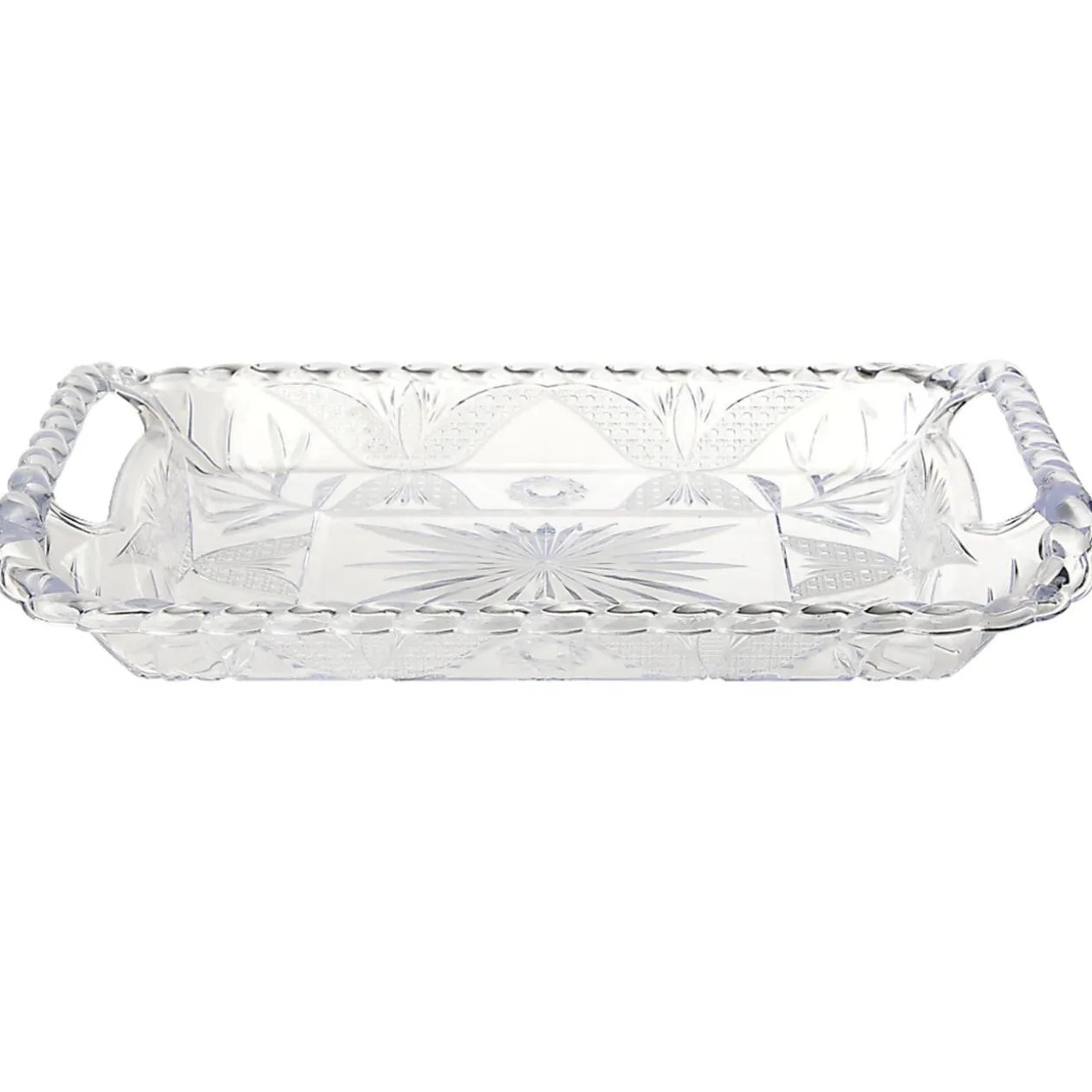 Plateau de service plastique transparent motif floral 19x29cm