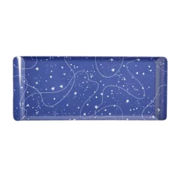 Plateau de service rectangulaire mélaminé bleu motif astral 18x37,5cm < Gifi Discount