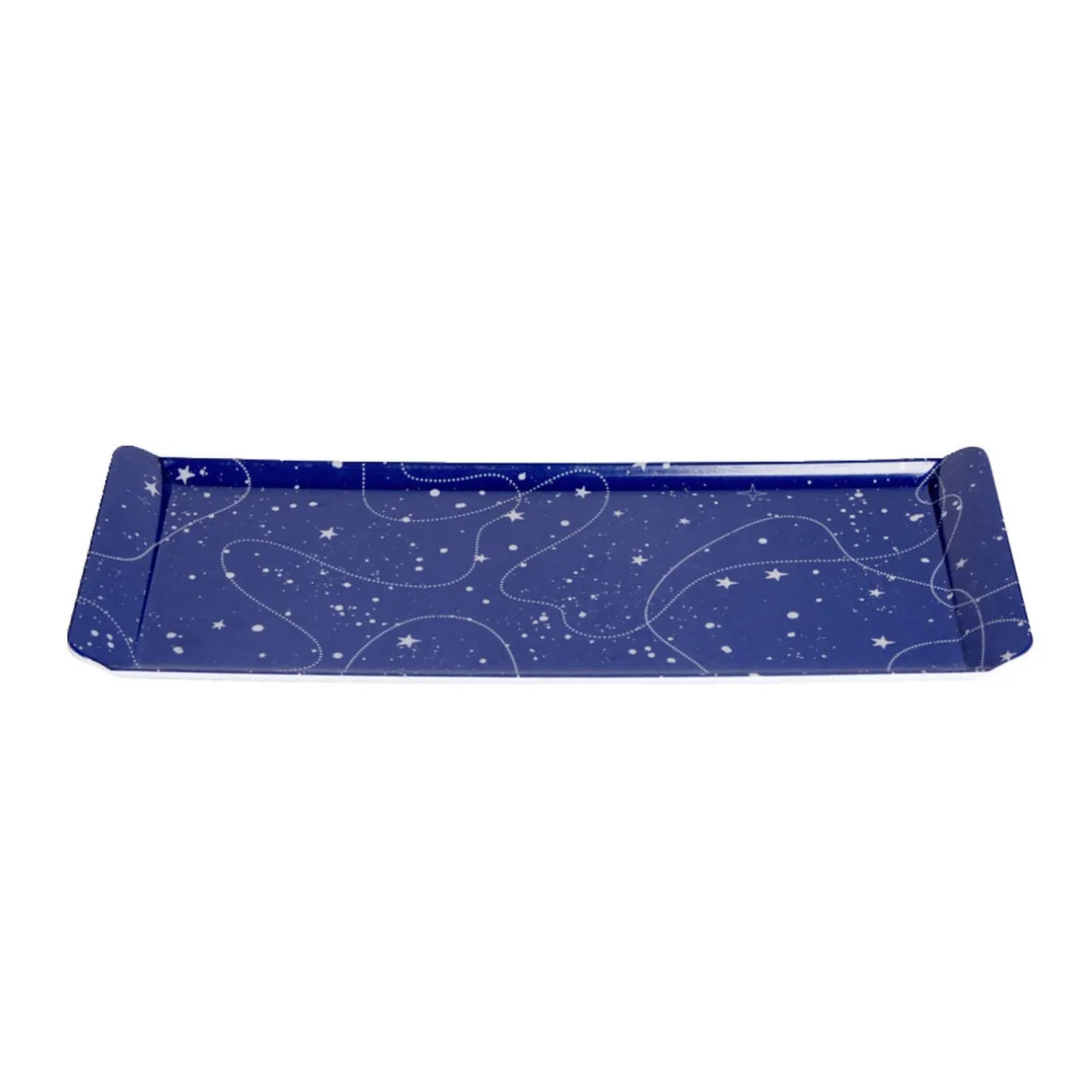 Plateau de service rectangulaire mélaminé bleu motif astral 18x37,5cm < Gifi Discount