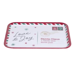 Plateau de service rectangulaire Noël mélaminé motif carte postale 19x37,5cm < Gifi Hot