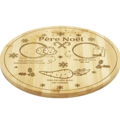 Plateau en bois rond pour collations Père Noël Ø28cm