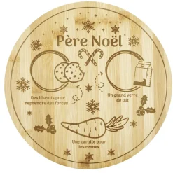 Plateau en bois rond pour collations Père Noël Ø28cm