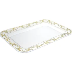 Plateau en plastique décor oriental doré 38x27xH2,5cm