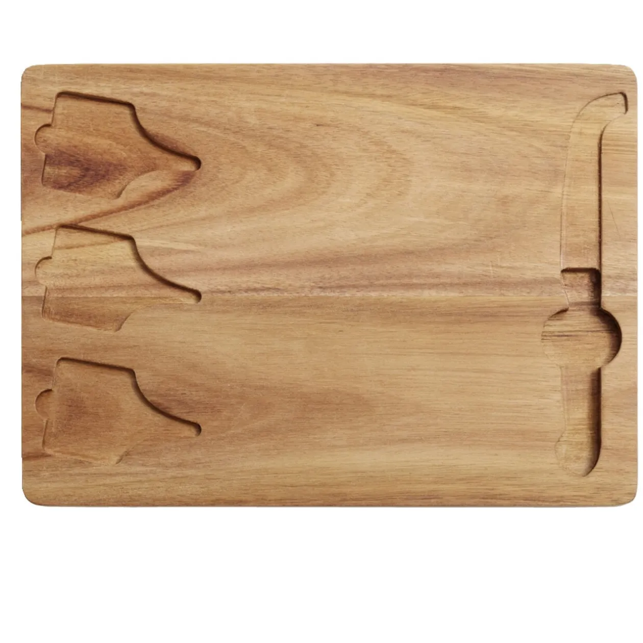 Plateau à fromage en bois avec couteau et 3 pancartes