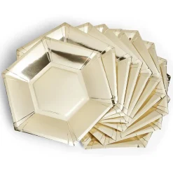 Plateau hexagonal carton doré métallisé Ø26cm x10 < Gifi New