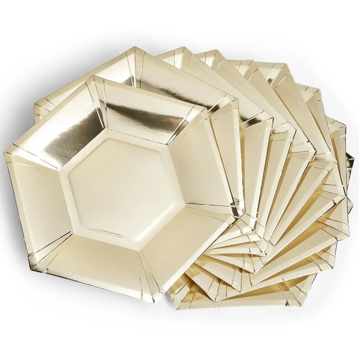 Plateau hexagonal carton doré métallisé Ø26cm x10 < Gifi New