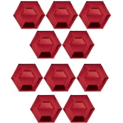 Plateau hexagonal carton rouge métallisé Ø26cm x10