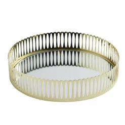 Plateau miroir en métal argenté Ø20xH4,5cm < Gifi