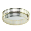 Plateau miroir en métal doré Ø25,5xH5,5cm